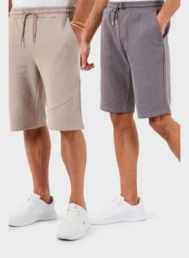 بوراتي شورت رجالي قطن بوراتي بقصة عادية وخصر عادي عبوة من قطعتين